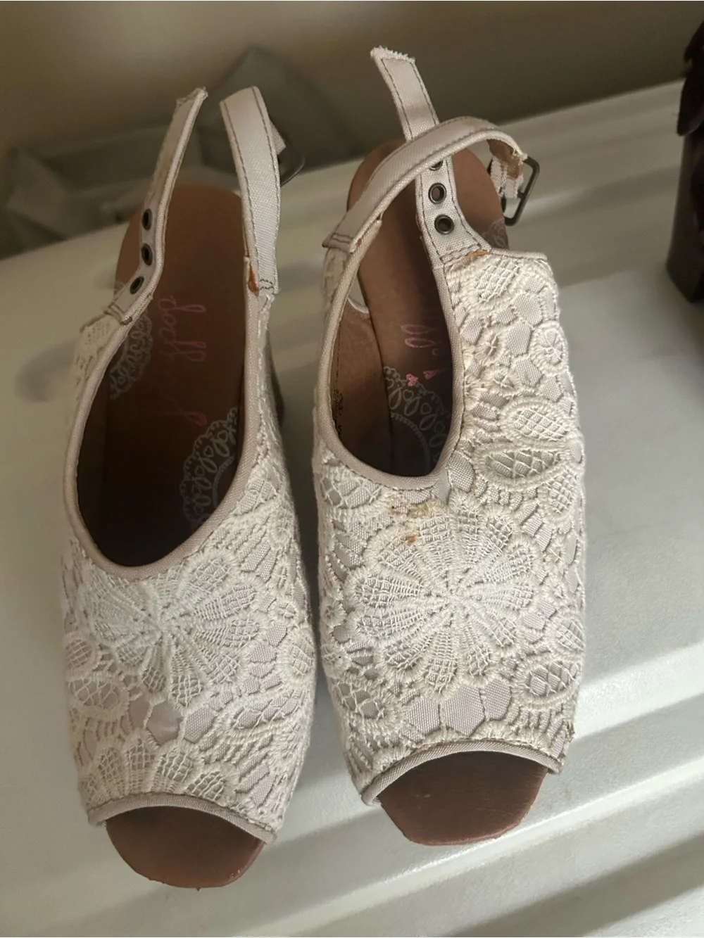Women's Cream Lace Espadrille Slingback Espadrilles